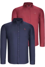 DUAL SET G725 DEWBERRY MENS SHIRT-NAVY BLUE- BURGUNDY