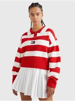 White-and-red women's striped sweater Tommy Jeans