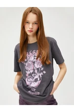 Koton Oversized Printed T-Shirt Crew Neck Short Sleeve Cotton