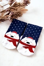 Christmas Socks Teddy Bears Navy Blue