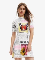 White Women Patterned Dress Desigual Newspaper - Women