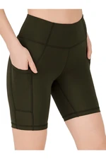 LOS OJOS Women's Dark Khaki High Waist Contouring Double Pocket