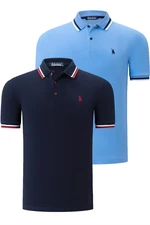 DUAL SET T8594 DEWBERRY MENS T-SHIRT-NAVY BLUE-LIGHT BLUE