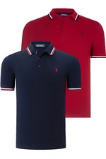 DUAL SET T8594 DEWBERRY MENS T-SHIRT-NAVY BLUE- BURGUNDY