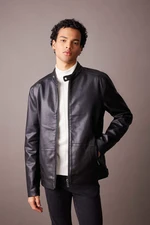 DEFACTO Slim Fit Faux Leather Faux Leather Coat