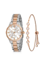 Polo Air Cut Glass Women's Wristwatch Luxury Zircon Stone Bracelet Combination Gold Color