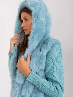 Mint fur vest with hood