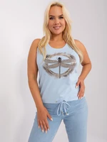 Light blue plus-size top with patterns