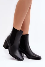 Women's high-heeled ankle boots, black Creazza