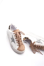 Marjin Women's Sneakers Lace-up Sequin Detail Thick Sole Sports Shoes Motez Mink.