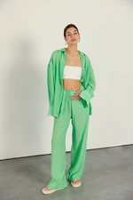 VATKALI Jogger Waist Wide Leg Pants Green