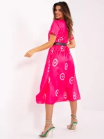 Dark pink cocktail dress with patterns