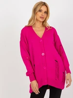 Loose fuchsia cardigan with holes in RUE PARIS