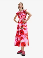 Women's pink patterned maxi dress Desigual Tulip-Lacroix