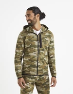 Beige-green men's camouflage hoodie Celio Veyoke