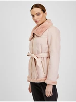 Pink women's jacket in suede finish ORSAY