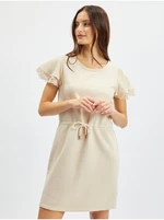 Beige women's sweatshirt dress with lace ORSAY