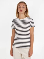 Cream-black women's striped T-shirt Tommy Hilfiger