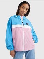 Blue-pink women's lightweight jacket with a hood Tommy Jeans