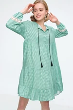 Bigdart 1637 Lace Detailed Flounced Tunic - Green