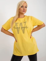 Yellow long blouse plus size with inscription