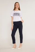 MONNARI Woman's Trousers Elegant Trousers With Straight Leg Navy Blue