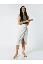 Koton Midi Skirt Wrap Closure Deep Slit