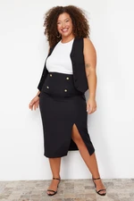 Trendyol Curve Black Button and Pocket Flap Detailed Woven Skirt