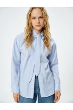 Koton Oversize Poplin Shirt Foulard Collar Buttoned Long Sleeve