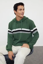 Trendyol Green Slim Fit Hooded Striped Knitwear Sweater