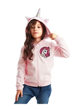 Denokids Unicorn Hooded Pink Girl's Cardigan