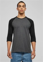 Contrasting 3/4 sleeve raglan t-shirt cha/blk