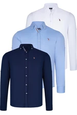 TRIPLE SET G674 DEWBERRY MEN'S SHIRT-NAVY-WHITE-BABY BLUE