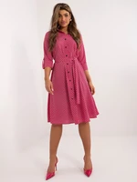 Fuchsia midi shirt dress with print