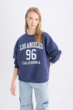 DEFACTO Coool Loose Fit Crew Neck Printed Thick Sweatshirt