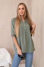 Women's blouse with a longer back - khaki