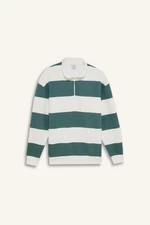 DEFACTO Boxy Fit Stand Collar Half Zipper Striped Sweatshirt