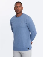 Ombre Men's mélange sweatshirt with embroidered logo - indigo