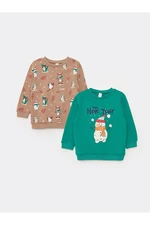 LC Waikiki Lcw Crew Neck Long Sleeve Christmas Themed Baby Boy Sweatshirt 2-Piece