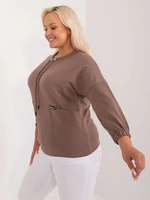 Brown casual blouse in a larger size with pockets