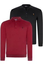 DOUBLE SET V4007 DEWBERRY MEN'S SWEATSHIRT-BLACK-BURGUNDY