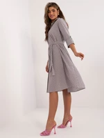 Grey shirt midi dress with 3/4 sleeves