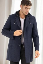 PLT8376 DEWBERRY MEN'S COAT-PATTERNED NAVY BLUE-2