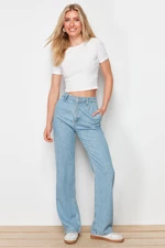 Trendyol Blue 100% Tencel™ Pocket Detailed High Waist Wide Leg Jeans