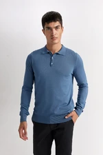 DEFACTO Standard Fit Regular Cut Polo Collar Soft Textured Premium Knitwear Sweater