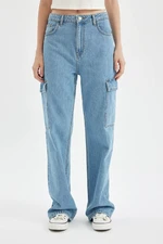 DEFACTO 90's Wide Leg High Waist Long Jean Washed Trousers