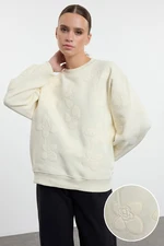 Trendyol Ecru Embroidered Regular/Normal Pattern Knitted Sweatshirt