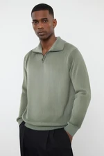 Trendyol Khaki Slim Slim Fit Half Turtleneck Textured Knitwear Sweater