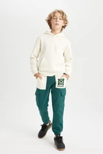 DEFACTO Boys Printed Cargo Pocket Elastic Waist Leg Jogger Sweatpants