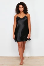 Trendyol Curve Black Lace Satin Woven Nightgown